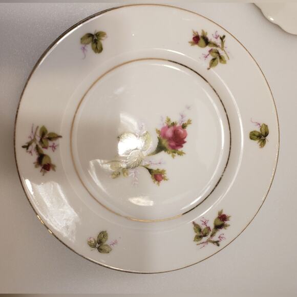 Gold China made in Japan Moss Rose 2 dessert plates 1 Yakama China saucer - Picture 2 of 10